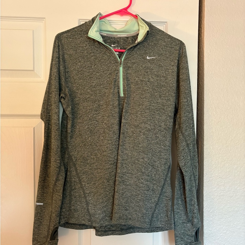 Nike Heathered Gray Pullover with Mint Zip